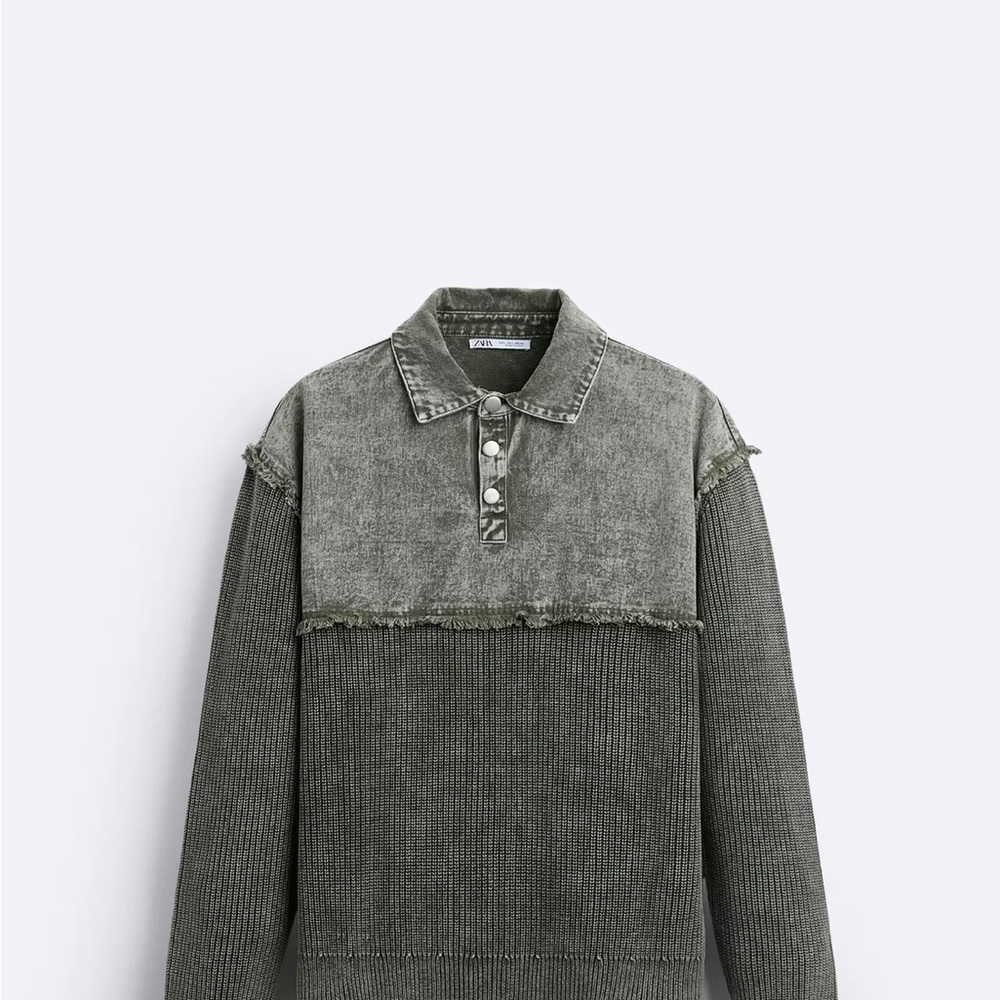 Zara Men's Olive Zip Up Sweater